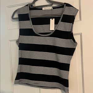 Bishop + Young Black and White Striped Tank Top